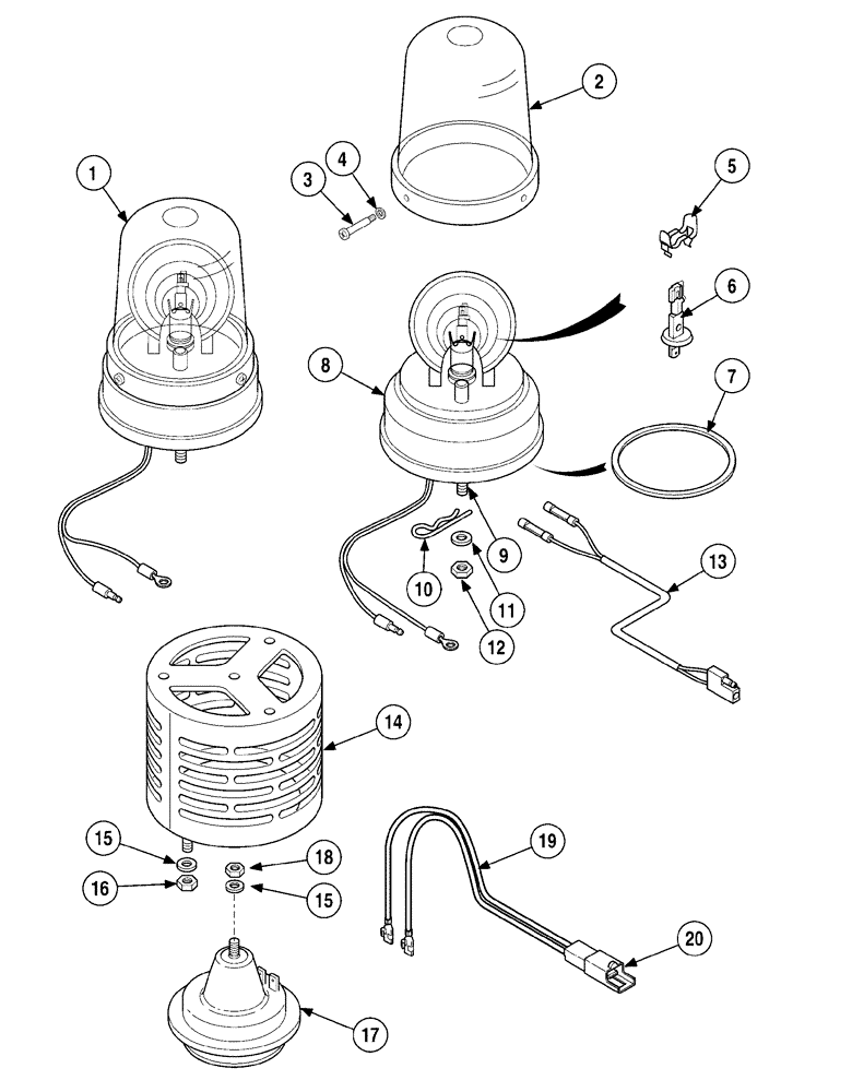 Схема запчастей Case 6010 - (04-05) - HORN - BEACON, ROTATING (55) - ELECTRICAL SYSTEMS