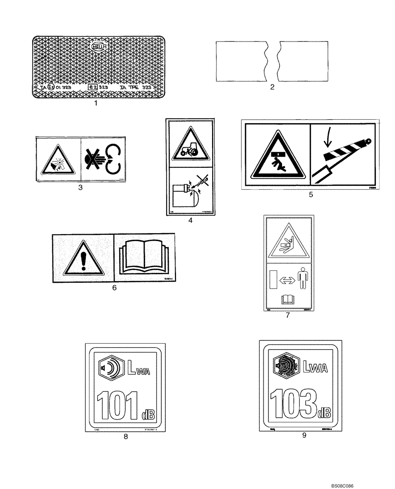 Схема запчастей Case 420CT - (09-74) - DECALS - EUROPE (09) - CHASSIS