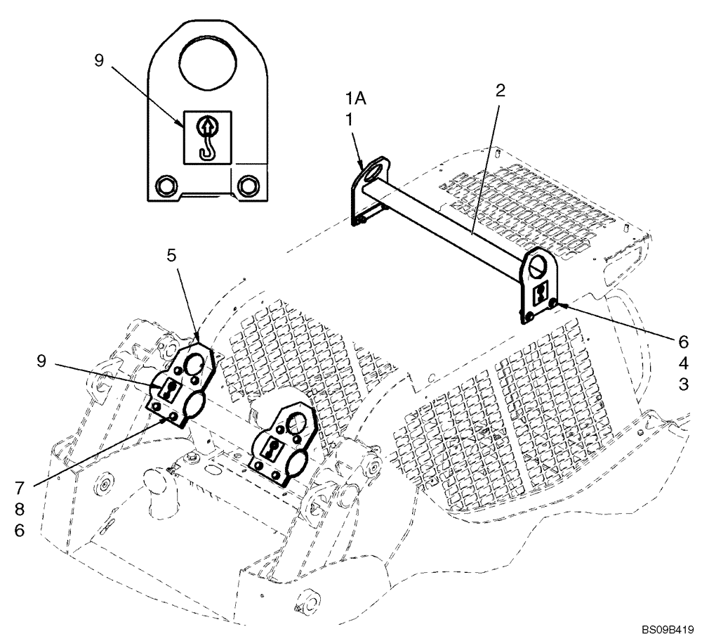 Схема запчастей Case 445 - (09-63) - LIFT HOOK 4 POINT (09) - CHASSIS