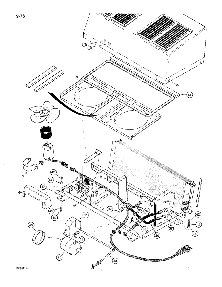 Схема запчастей Case 621 - (9-78) - AIR CONDITIONING CONDENSER AND MOUNTING (09) - CHASSIS/ATTACHMENTS