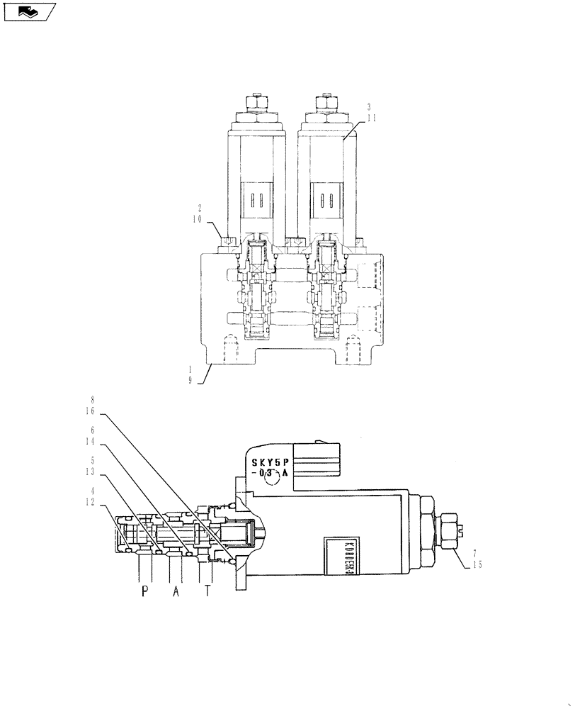 Схема запчастей Case CX55BMSR - (01-032[02]) - CONTROL LINES, VALVE (ROTARY, HAND CONTROL) (35) - HYDRAULIC SYSTEMS