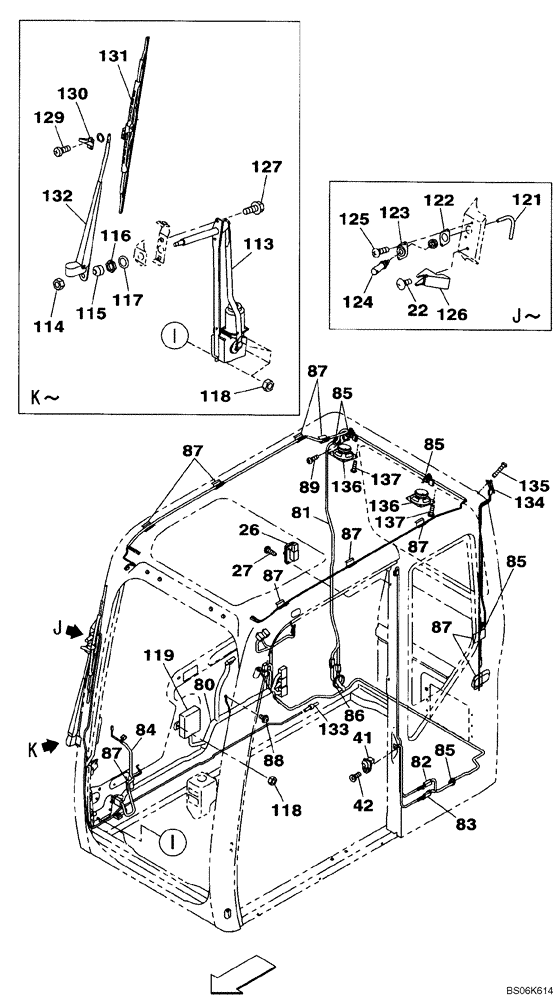 Схема запчастей Case CX130B - (04-10) - CAB ELECTRICAL - WIPER, WINDSHIELD (04) - ELECTRICAL SYSTEMS