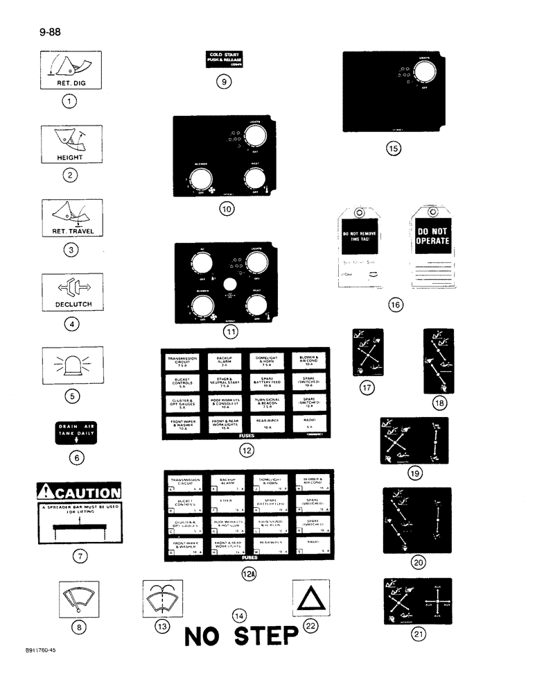 Схема запчастей Case 621 - (9-88) - DECALS (09) - CHASSIS/ATTACHMENTS