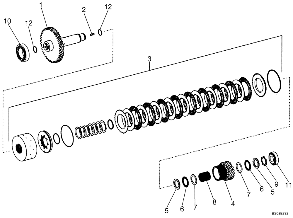 Схема запчастей Case 821E - (06-23) - TRANSMISSION - CLUTCH ASSY, FIRST - P.I.N. N7F203144 AND AFTER (06) - POWER TRAIN