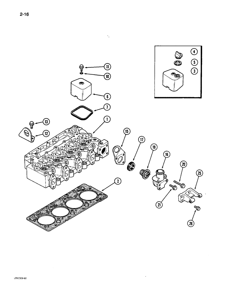 Схема запчастей Case W11B - (2-016) - CYLINDER HEAD AND COVERS, 4-390 ENGINE, 4T-390 ENGINE (02) - ENGINE