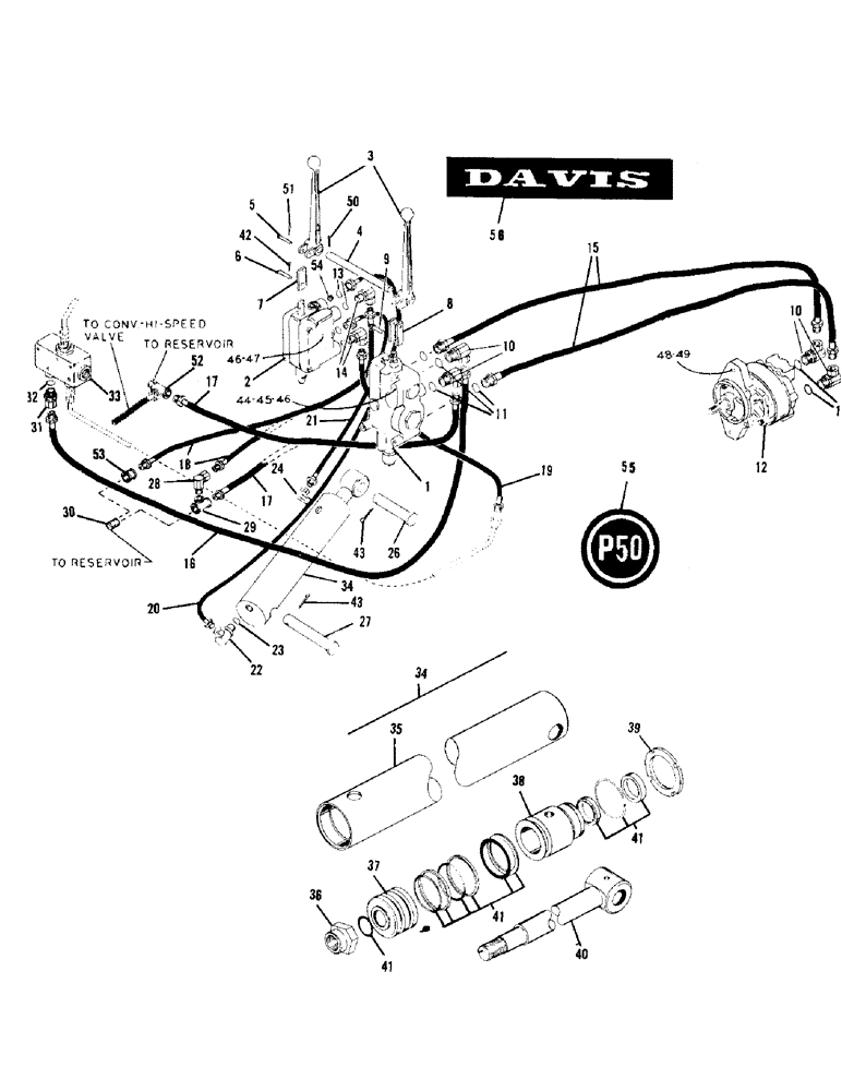 Схема запчастей Case P-50 - (06) - HYDRAULIC LINES, HYDRAULIC CYLINDER 