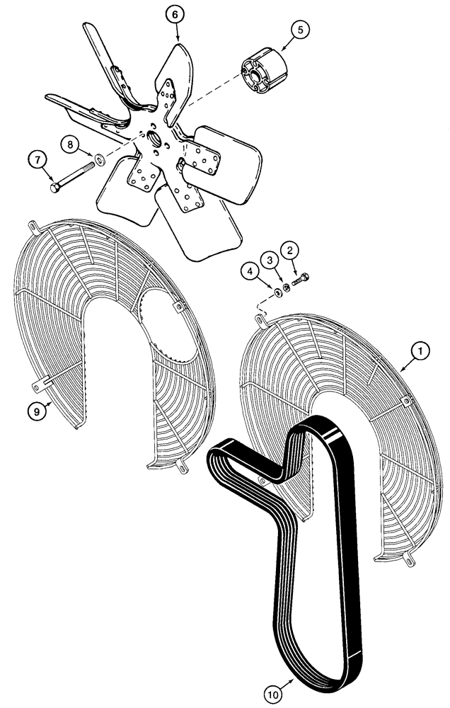 Схема запчастей Case 621C - (02-004) - FAN FAN BELT (02) - ENGINE