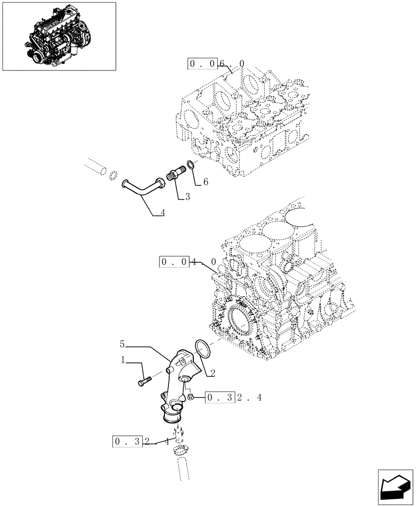 Схема запчастей Case F2CE9684C E002 - (0.32.3[01]) - WATER PUMP PIPES (504213663 - 504153553) 