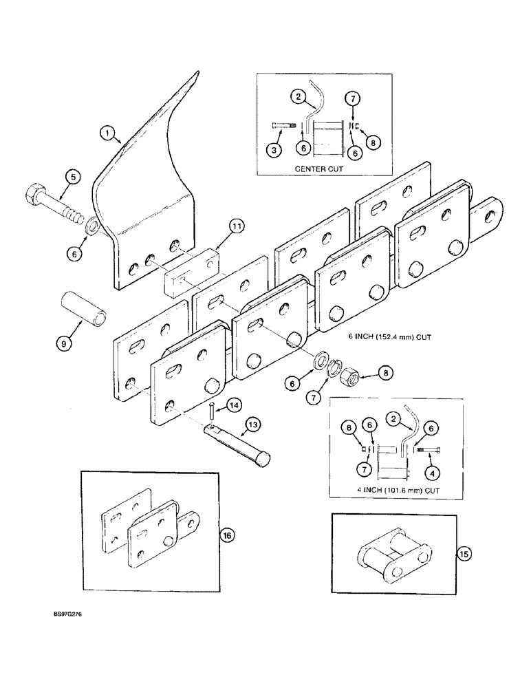 Схема запчастей Case TF300 - (9-40) - DIGGING TEETH AND CHAIN, HEAVY DUTY 165 DIGGING CHAIN (09) - CHASSIS/ATTACHMENTS