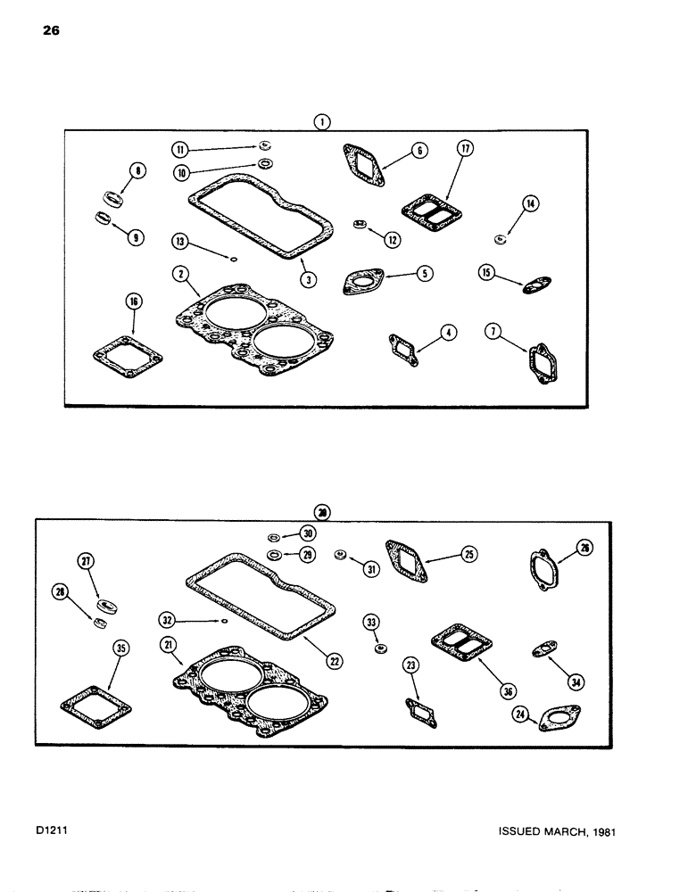 Схема запчастей Case W14 - (026) - ENGINE GASKET KITS, 336BD DIESEL ENGINE (02) - ENGINE