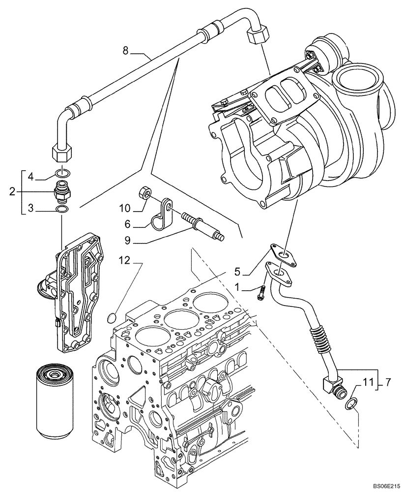 Схема запчастей Case 721E - (02-40) - TURBOCHARGER DRAIN LINE (02) - ENGINE