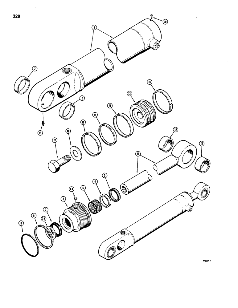 Схема запчастей Case W18 - (328) - G101276 AND G101277 TILT CYLINDERS, ONE PIECE PISTON AND STRAIGHT PORTS (08) - HYDRAULICS