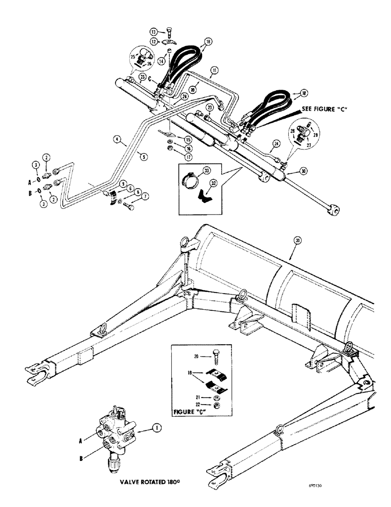 Схема запчастей Case 310G - (166) - DOZER HYDRAULICS (LIFT CIRCUIT), USED ON ALL DOZERS EXCEPT MODELS W/ HYTECO DOZER (07) - HYDRAULIC SYSTEM