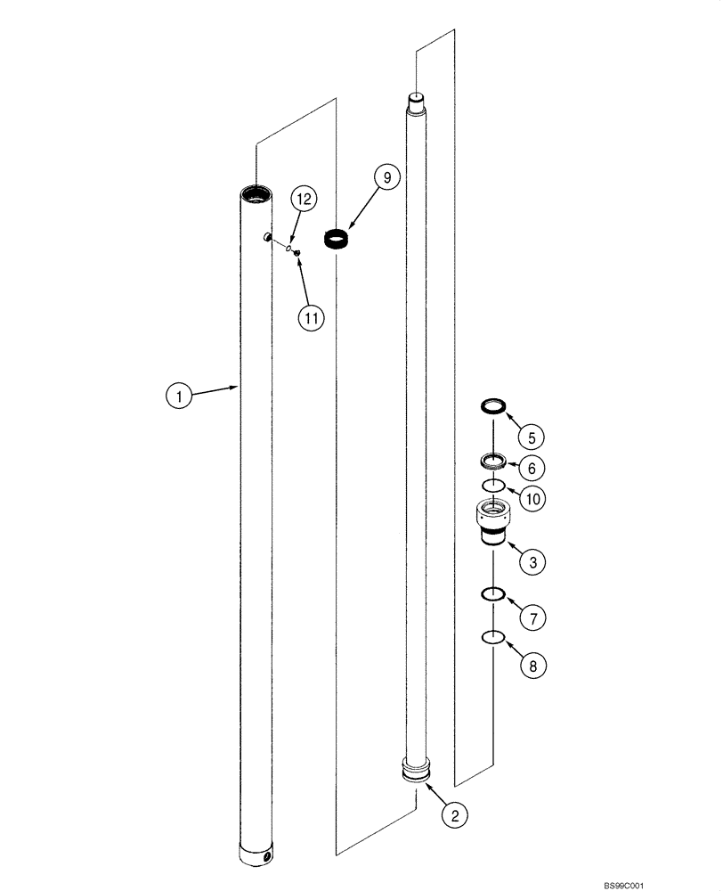 Схема запчастей Case 586G - (08-07) - CYLINDER ASSY (341187A1) - MAST LIFT, 5000/6000 LB (08) - HYDRAULICS