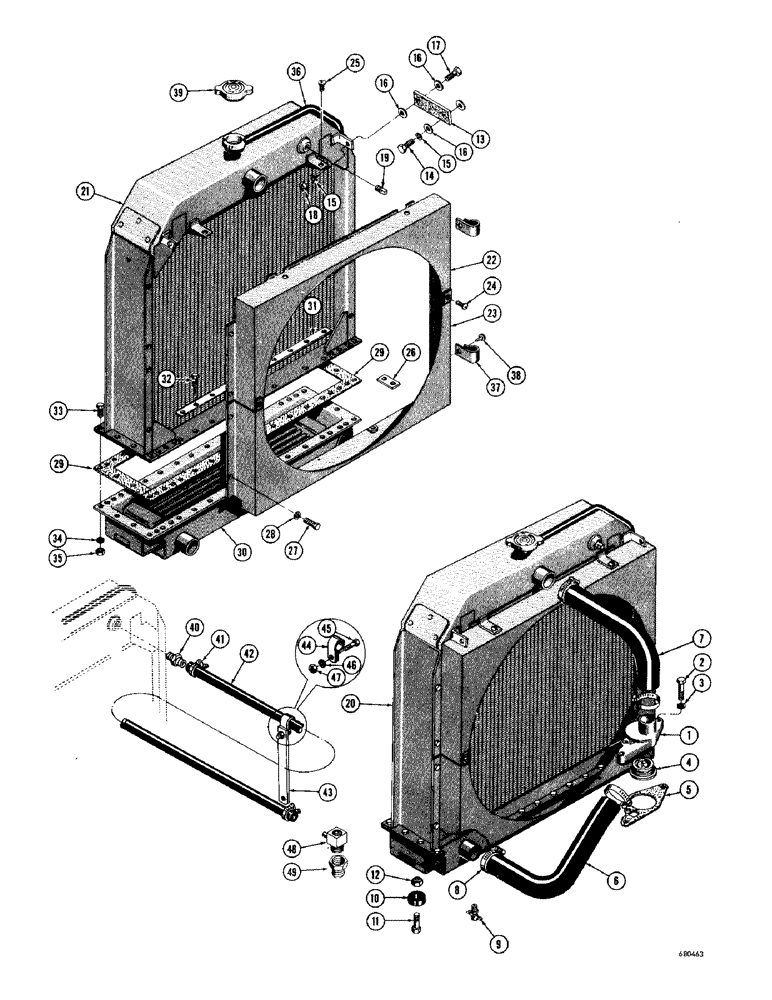 Схема запчастей Case 1000D - (068) - D29694 RADIATOR (01) - ENGINE