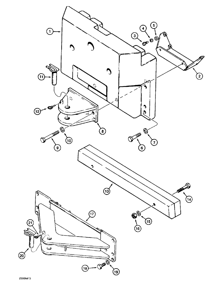 Схема запчастей Case 1155E - (9-032) - COUNTERWEIGHTS AND DRAWBAR (09) - CHASSIS/ATTACHMENTS