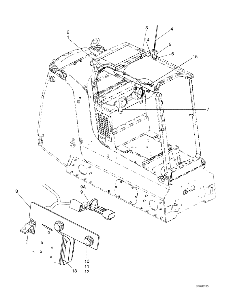 Схема запчастей Case 465 - (09-34) - RADIO - SPEAKERS AND ANTENNA (09) - CHASSIS