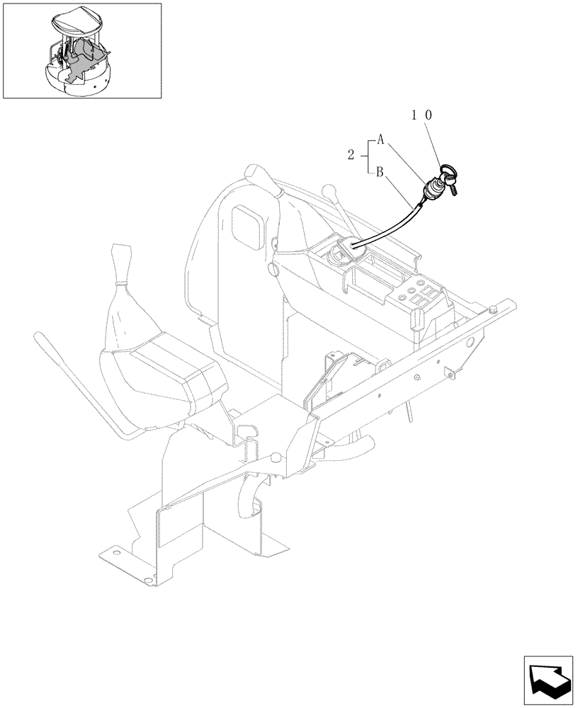 Схема запчастей Case CX22B - (1.070[10]) - CONTROL OPERATOR - KEY (90) - PLATFORM, CAB, BODYWORK AND DECALS