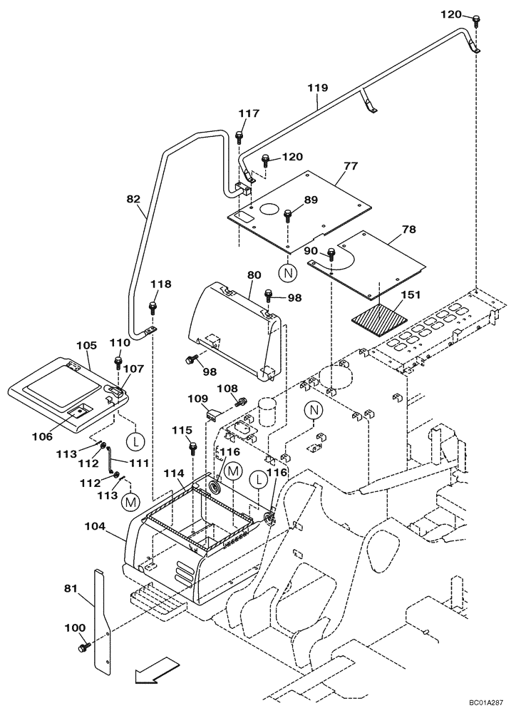 Схема запчастей Case CX210LR - (09-08) - STORAGE BOX - INSULATION (09) - CHASSIS