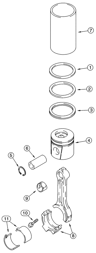 Схема запчастей Case 1150H - (02-21) - PISTONS - CONNECTING RODS (02) - ENGINE