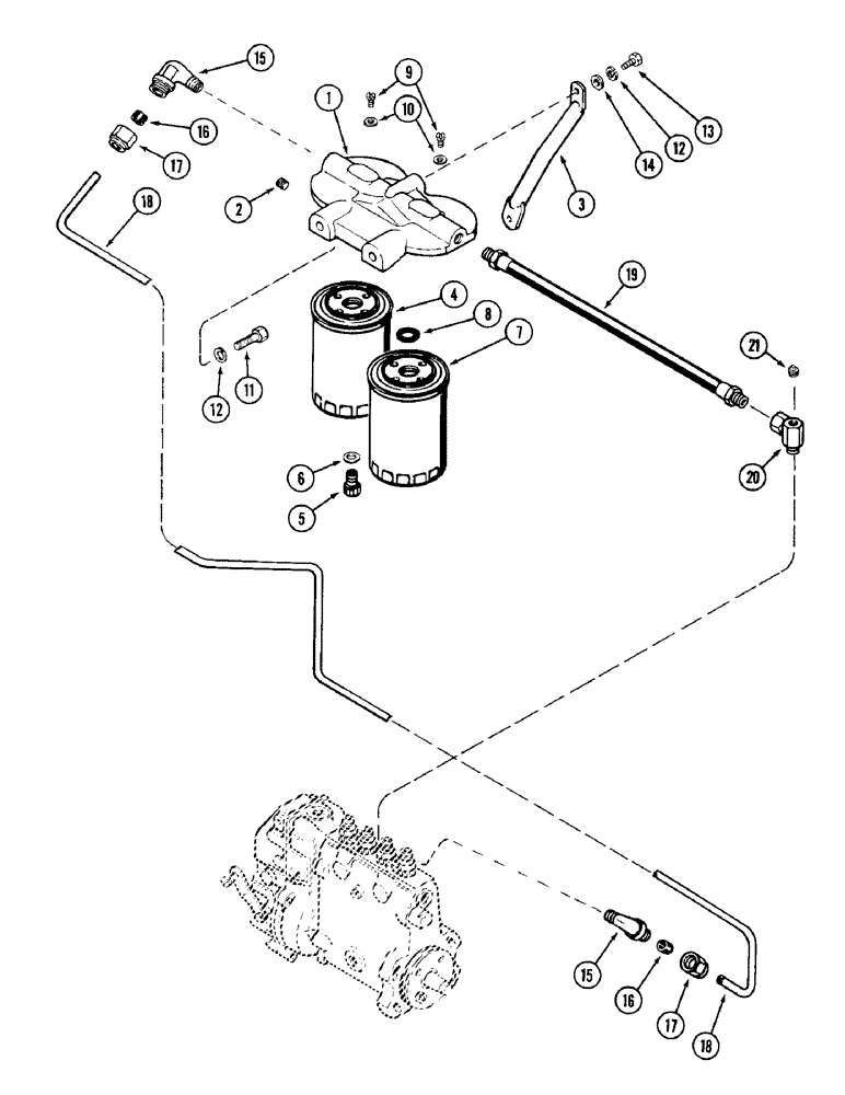 Схема запчастей Case W14FL - (086) - FUEL FILTER SYSTEM, 336BD AND 336BDT DIESEL ENGINE (03) - FUEL SYSTEM