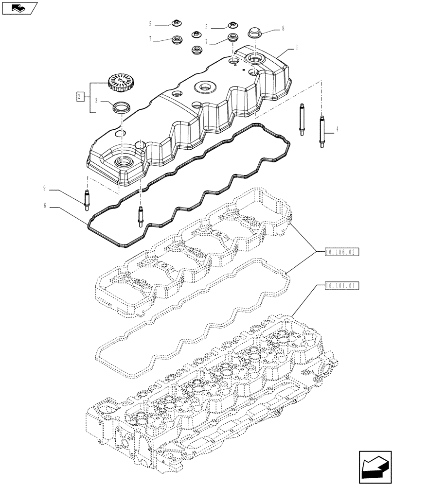 Схема запчастей Case F4HFE613P A003 - (10.101.02) - CYLINDER HEAD COVERS (504327543) ENGINE COMPONENTS