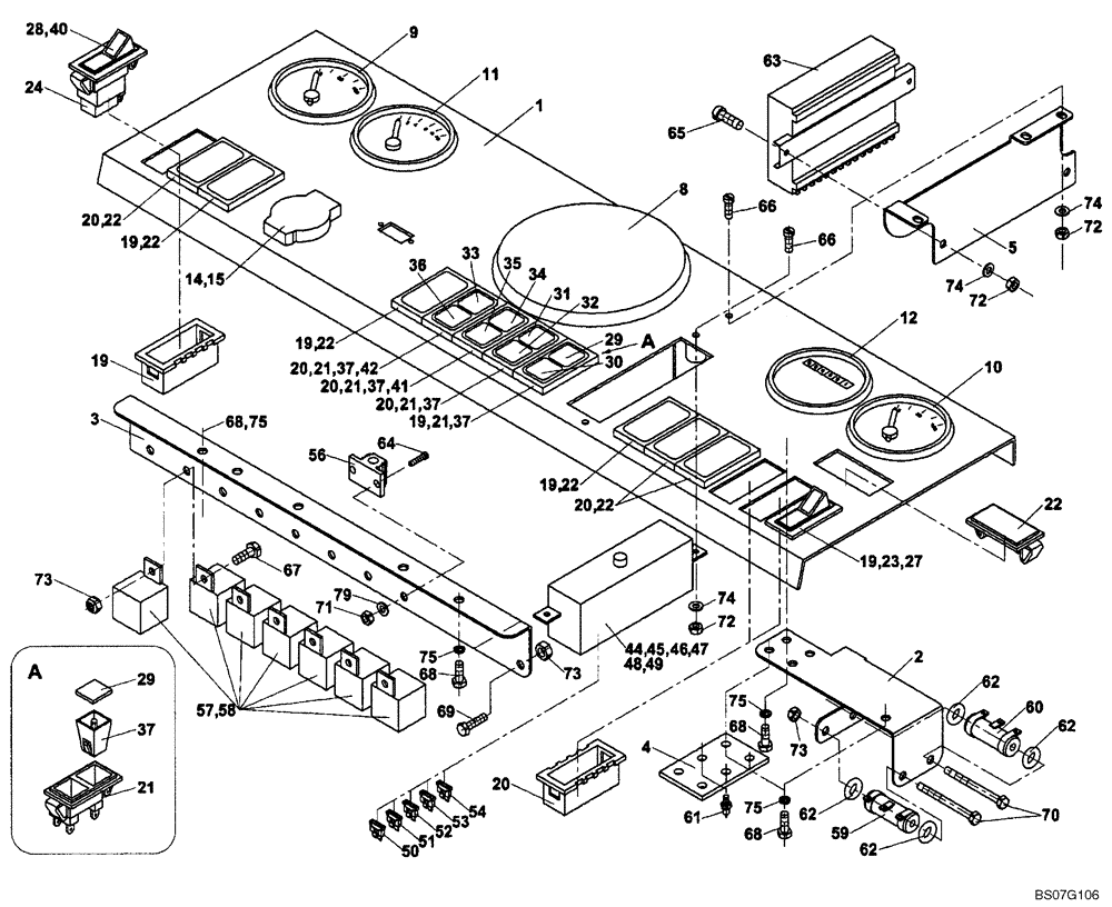 Схема запчастей Case SV210 - (04-002-00[01]) - DASHBOARD (GROUP 407-1) (ND128410) (04) - ELECTRICAL SYSTEMS