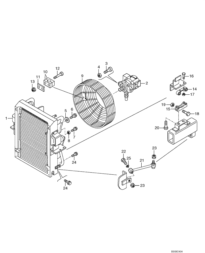 Схема запчастей Case 335B - (04A00010680[001]) - INSTALL, RADIATOR (87753025)(84236431) (01) - ENGINE