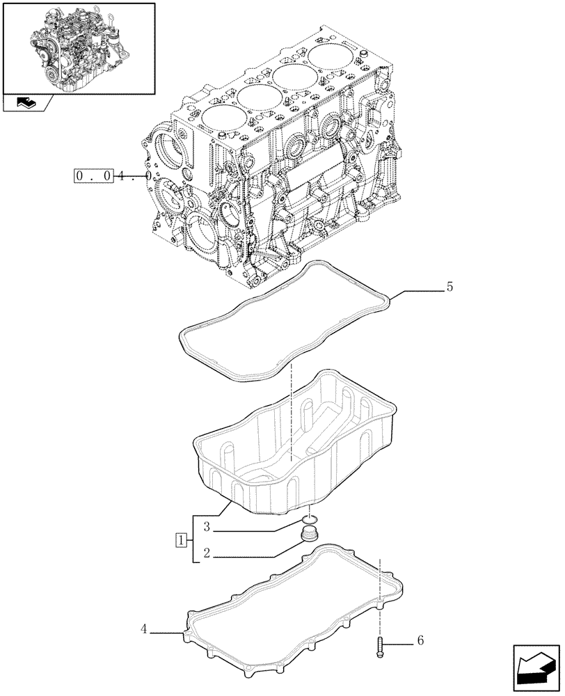 Схема запчастей Case F5CE9454E A002 - (0.04.2) - OIL SUMP & RELATED PARTS (504179441) 