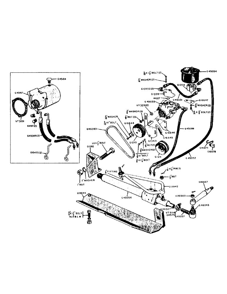 Схема запчастей Case 320 - (086) - POWER STEERING ATTACHMENT GASOLINE ENGINE, BELT DRIVEN PUMP (05) - STEERING