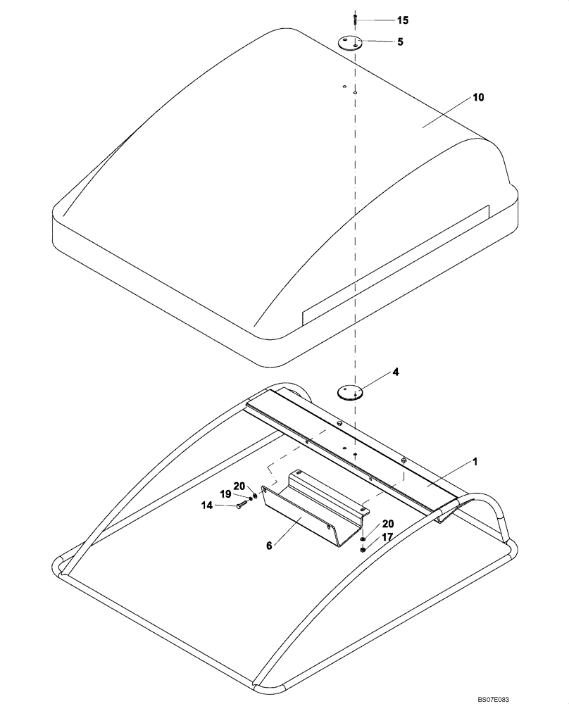 Схема запчастей Case DV201 - (12-45/124[01]) - CANOPY (GROUP 45/124) (09) - CHASSIS/ATTACHMENTS