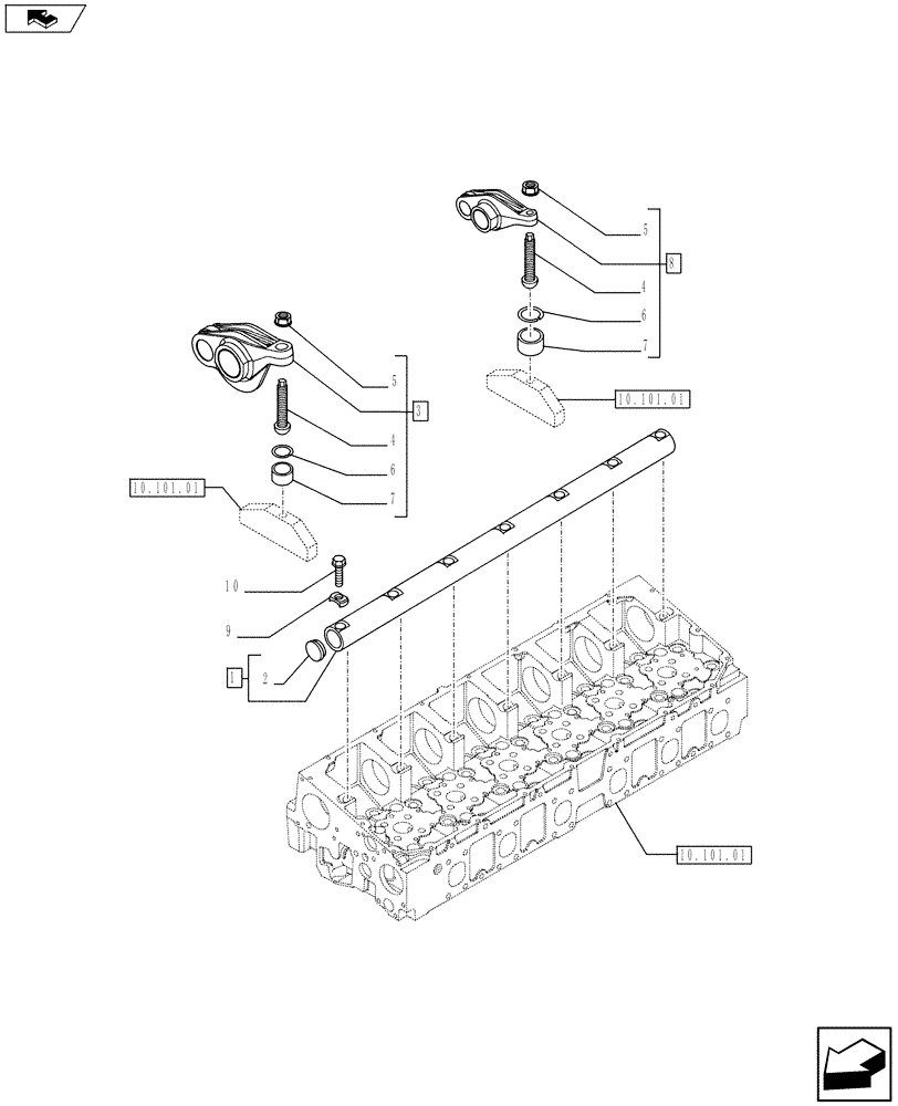 Схема запчастей Case F2CFA614C E020 - (10.106.02) - SHAFT & ROCKER ARMS (504189152) (10) - ENGINE