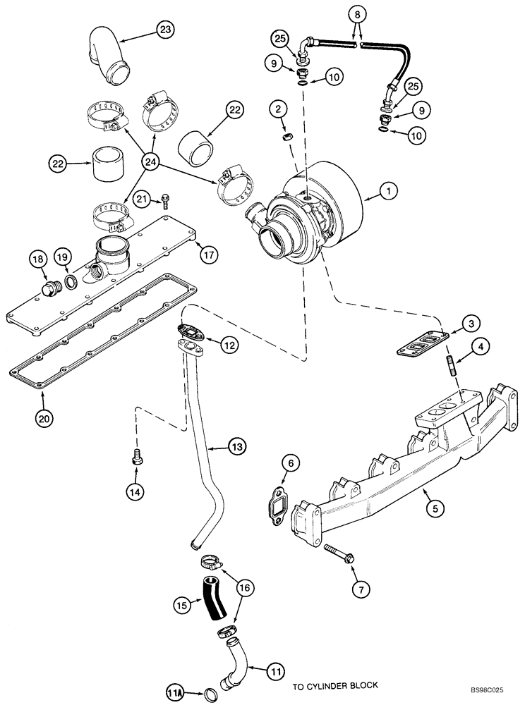 Схема запчастей Case 750K - (02-10) - TURBOCHARGER SYSTEM - 6T-590 EMISSIONS CERTIFIED ENGINE (02) - ENGINE