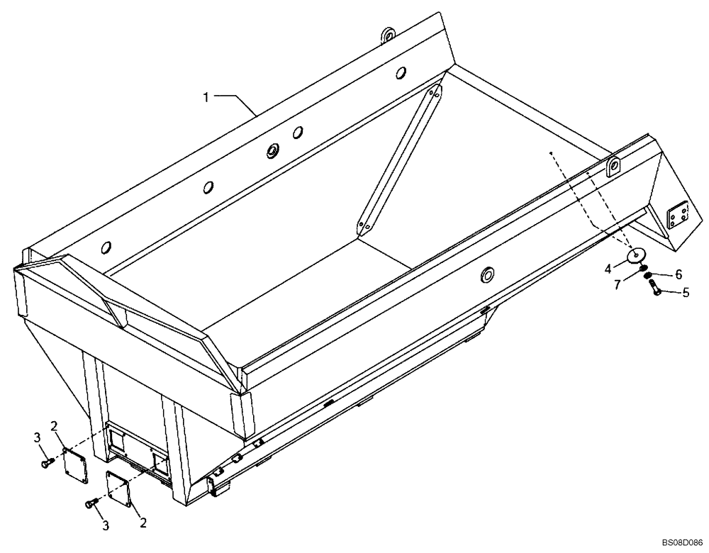 Схема запчастей Case 340B - (72A01010724[001]) - DUMP BODY, STANDARD W/ SIDEBOARD EXTENSIONS (89500425559) (19) - OPTIONS