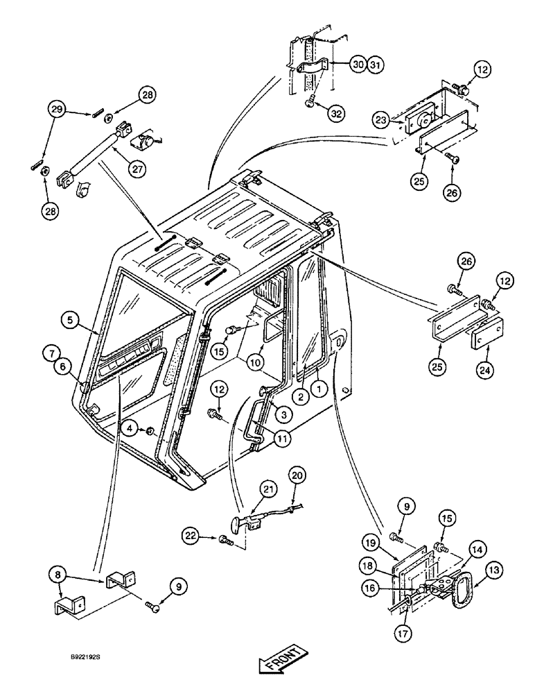 Схема запчастей Case 9010 - (9-46) - CAB DOOR RELEASE AND OVERHEAD DOOR CYLINDER (09) - CHASSIS