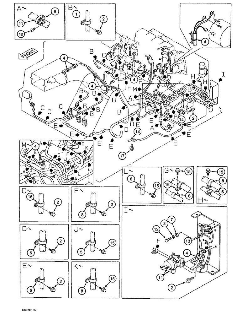 Схема запчастей Case 9020B - (4-016) - MAIN ELECTRICAL SYSTEM CLAMPING, P.I.N. DAC0202001 AND AFTER (04) - ELECTRICAL SYSTEMS