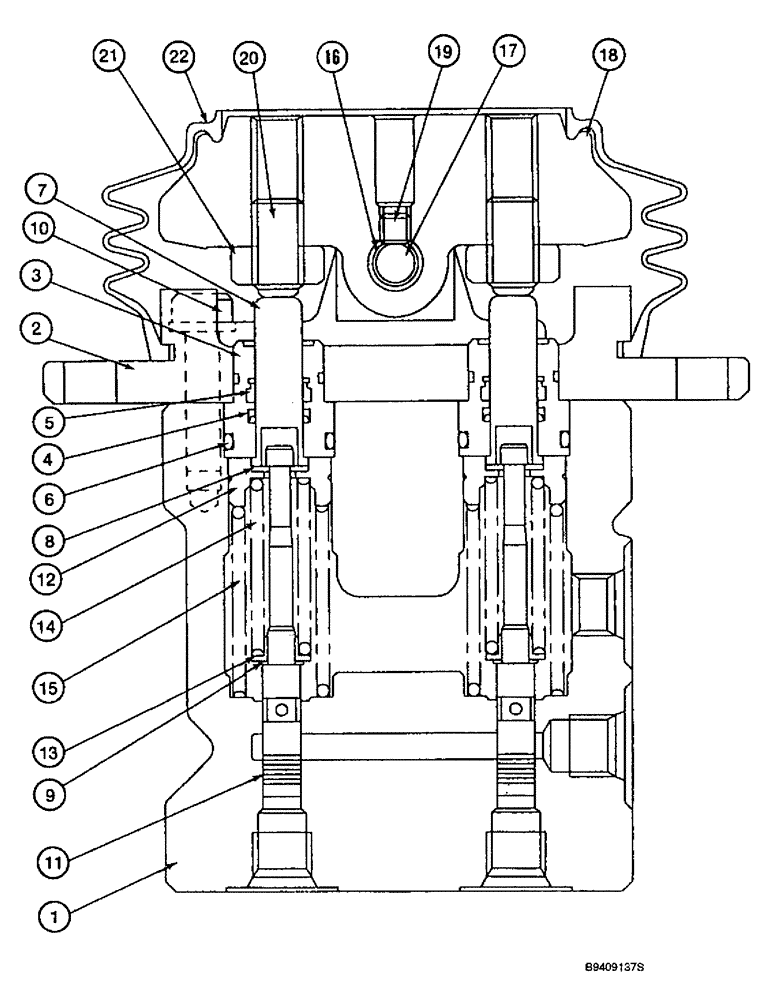 Схема запчастей Case 9045B - (8-090) - PEDAL OPERATED REMOTE CONTROL VALVE, TWO SPOOL (08) - HYDRAULICS