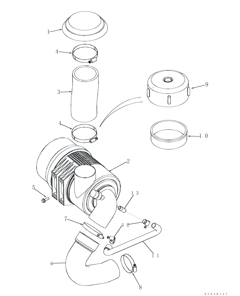 Схема запчастей Case 650K - (02-06) - AIR CLEANER - MOUNTING (02) - ENGINE