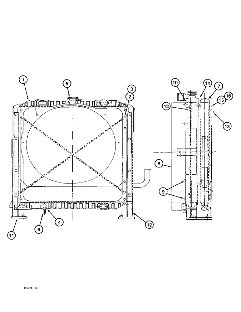 Схема запчастей Case 9010B - (2-026) - RADIATOR ASSEMBLY, P.I.N. DAC01#2001 AND AFTER (02) - ENGINE