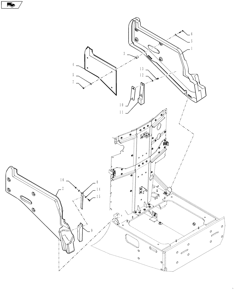 Схема запчастей Case 1121F - (90.119.02) - HOOD PANEL WHEEL WELL FULL (90) - PLATFORM, CAB, BODYWORK AND DECALS