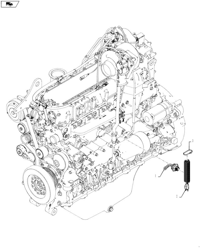 Схема запчастей Case 1021F - (10.001.05) - BLOCK HEATER, 120V (10) - ENGINE