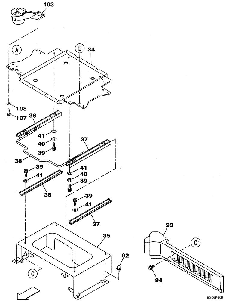 Схема запчастей Case CX290B - (09-16) - SEAT, MOUNTING (09) - CHASSIS/ATTACHMENTS