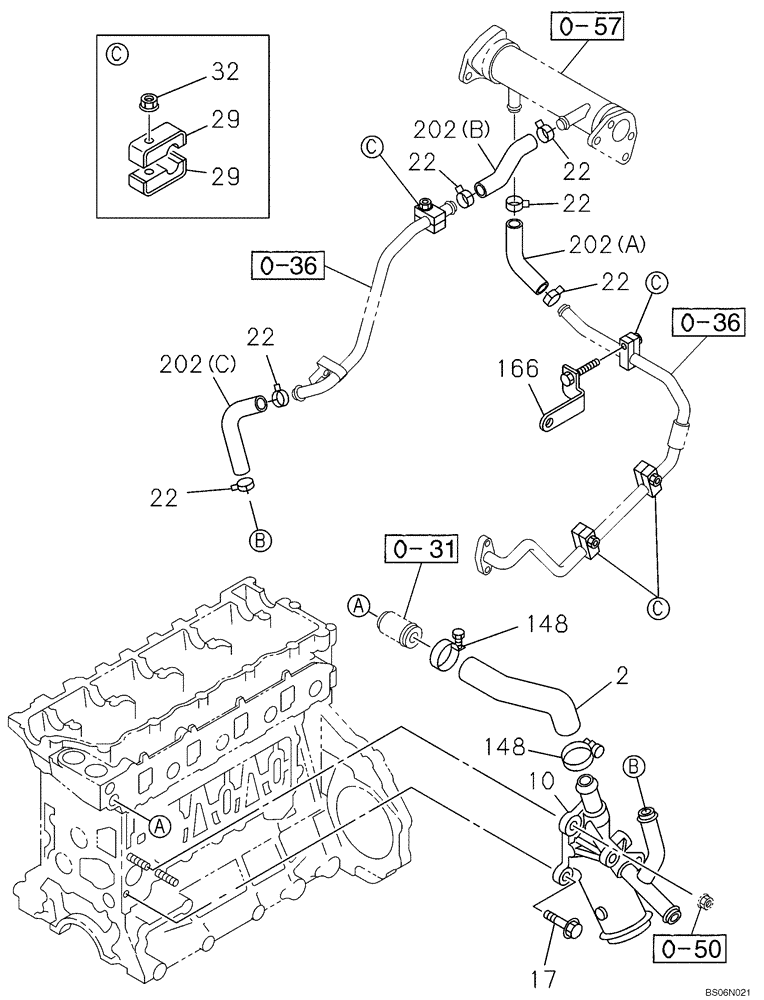 Схема запчастей Case CX210BNLC - (02-26) - ENGINE WATER CIRCUIT (02) - ENGINE
