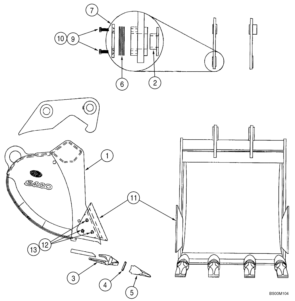 Схема запчастей Case CX240B - (09-42A) - BUCKETS, ESCO - HEAVY DUTY BUCKETS (09) - CHASSIS/ATTACHMENTS