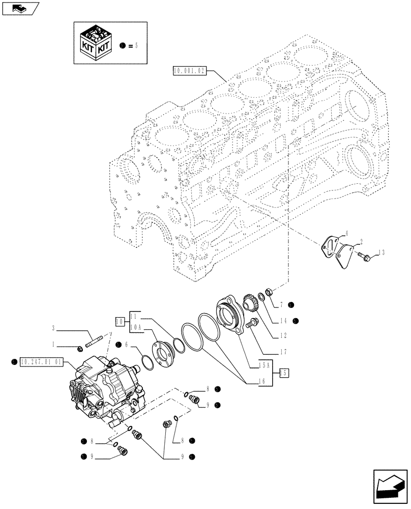 Схема запчастей Case F4DFE613E A002 - (10.247.01) - INJECTION PUMP (2854052) (10) - ENGINE