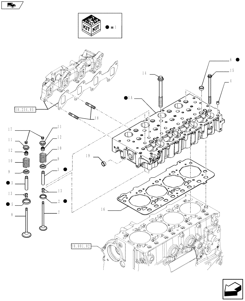 Схема запчастей Case F5HFL413B A001 - (10.101.01[01]) - CYLINDER HEAD & RELATED PARTS (504388233) (10) - ENGINE