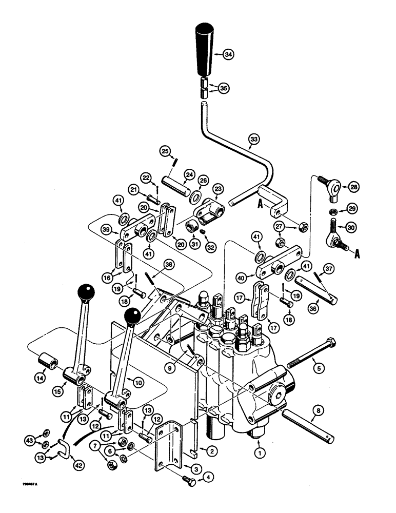 Схема запчастей Case 350B - (204) - EQUIPMENT CONTROL VALVE AND LEVERS, THREE CONTROL LEVERS - FOUR SPOOL VALVE DOZER MODELS ONLY (07) - HYDRAULIC SYSTEM