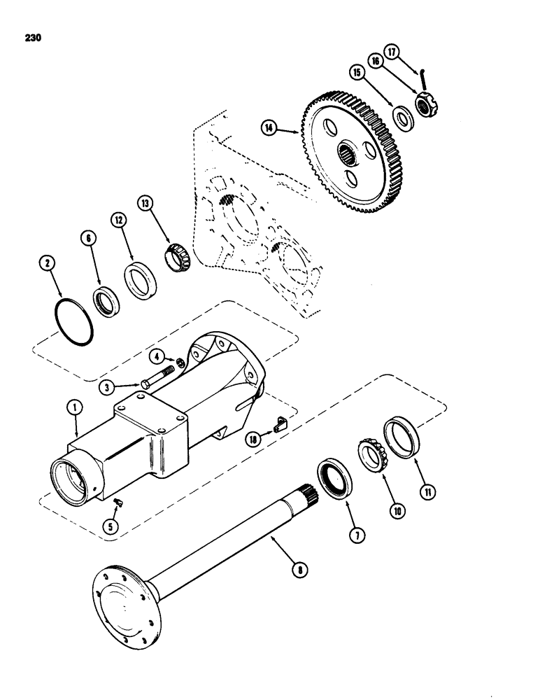 Схема запчастей Case 580D - (230) - TRANSAXLE REAR AXLE, WITH TURBOCHARGER (06) - POWER TRAIN