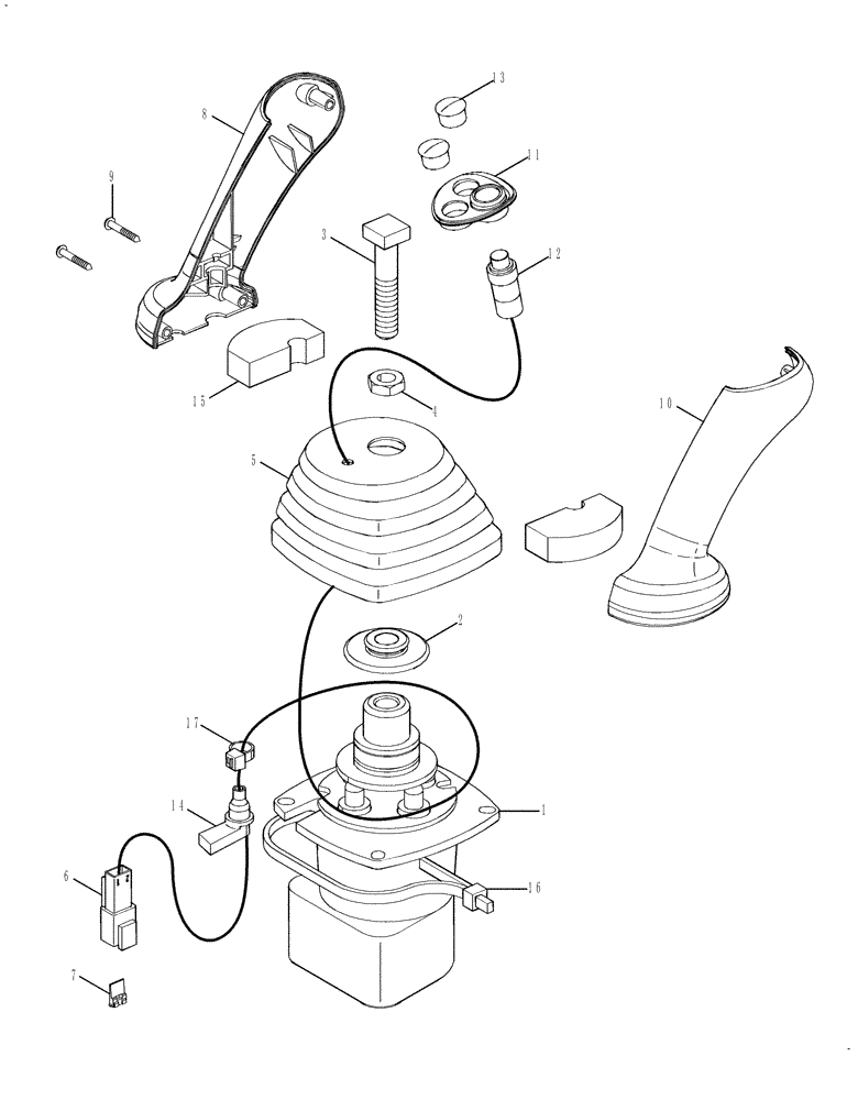 Схема запчастей Case 580SN WT - (35.150.15[03]) - HYDRAULICS - VALVE, JOYSTICK (PILOT CONTROLS) (LEFT-HAND) WITH HORN (35) - HYDRAULIC SYSTEMS