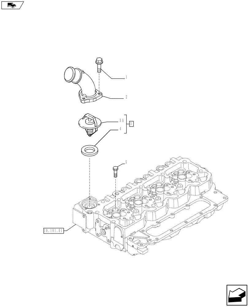 Схема запчастей Case F4HE0484G J102 - (10.402.01[02]) - THERMOSTAT - ENGINE COOLING SYSTEM (2854490-2858073-2855822) (10) - ENGINE